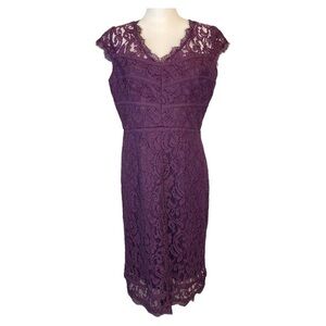 Adrianna Papell Plum‎ Lace Cocktail Dress Size 8